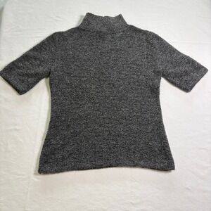 Caslon, Mock Neck Short Sleeve Sweater, Gray, S, MSRP $69